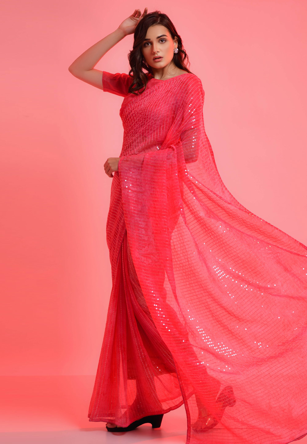 Pink Chiffon Light Weight Saree 262863