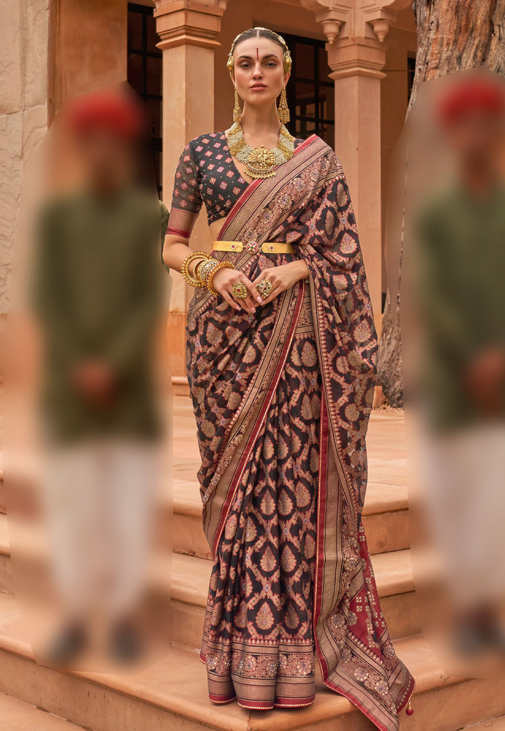Black Brasso Saree With Blouse 258173