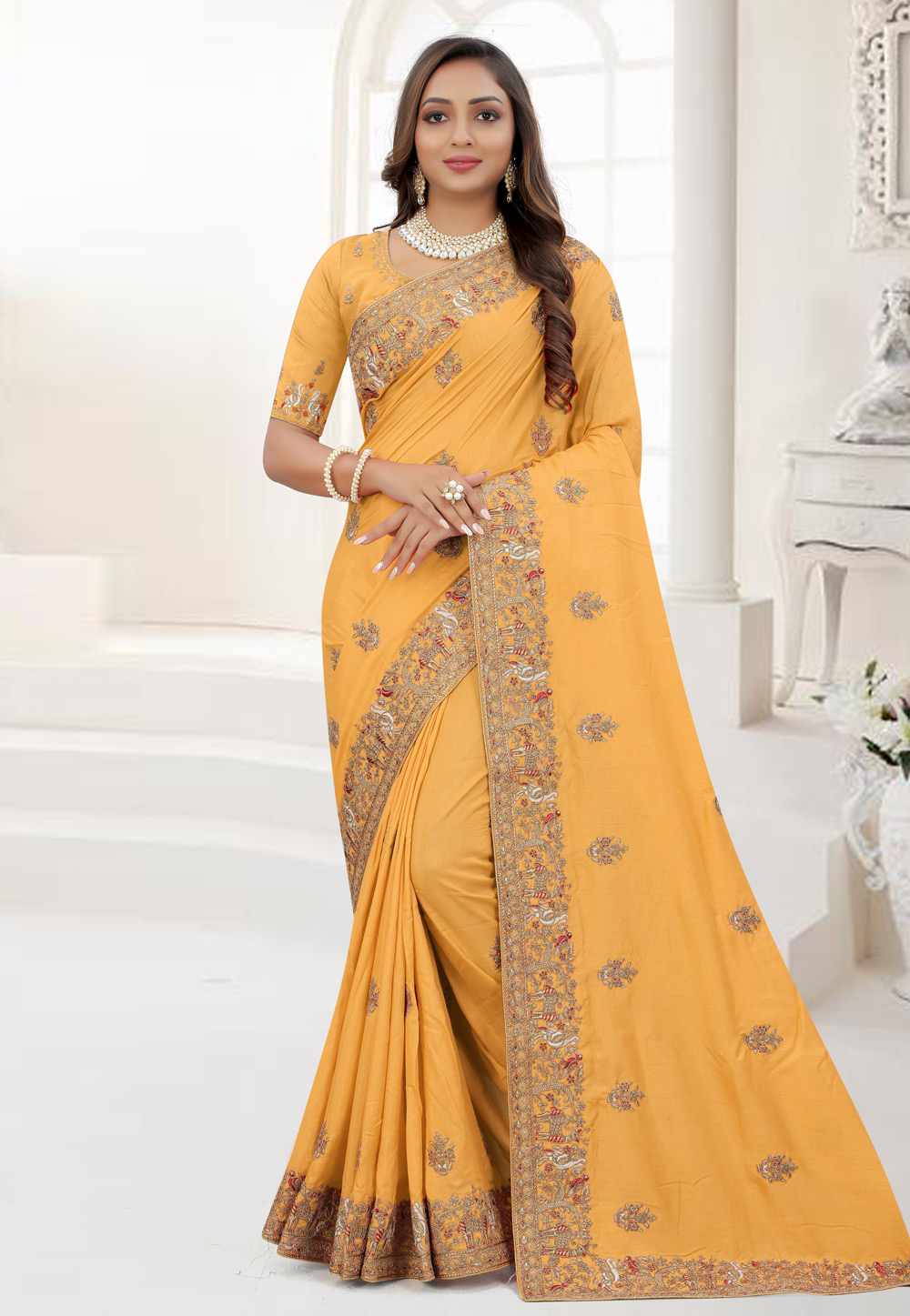 Orange Silk Saree With Blouse 245173