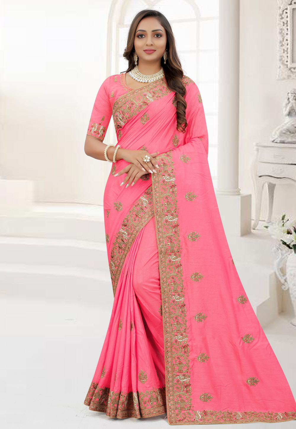 Pink Silk Saree With Blouse 245174