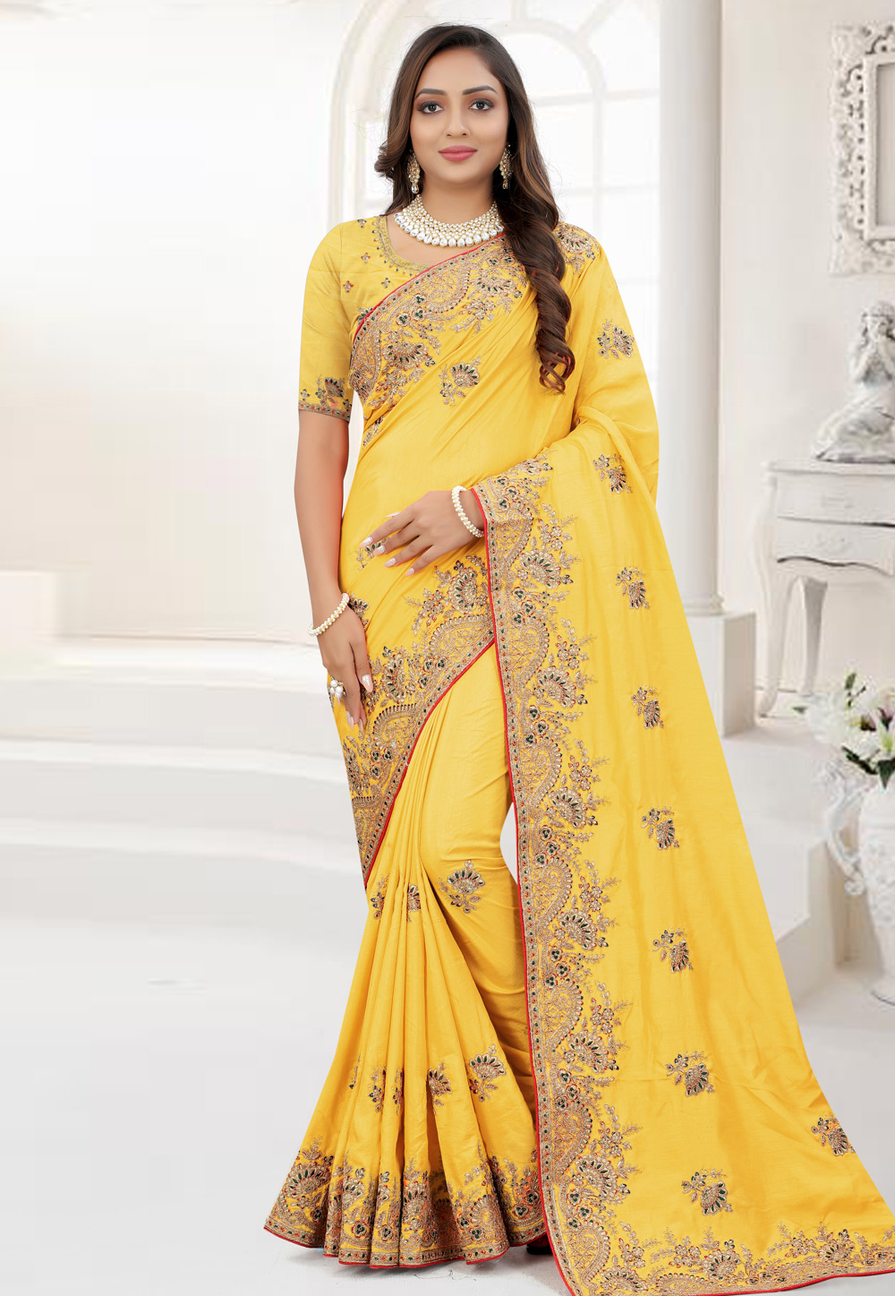Yellow Silk Saree With Blouse 245181