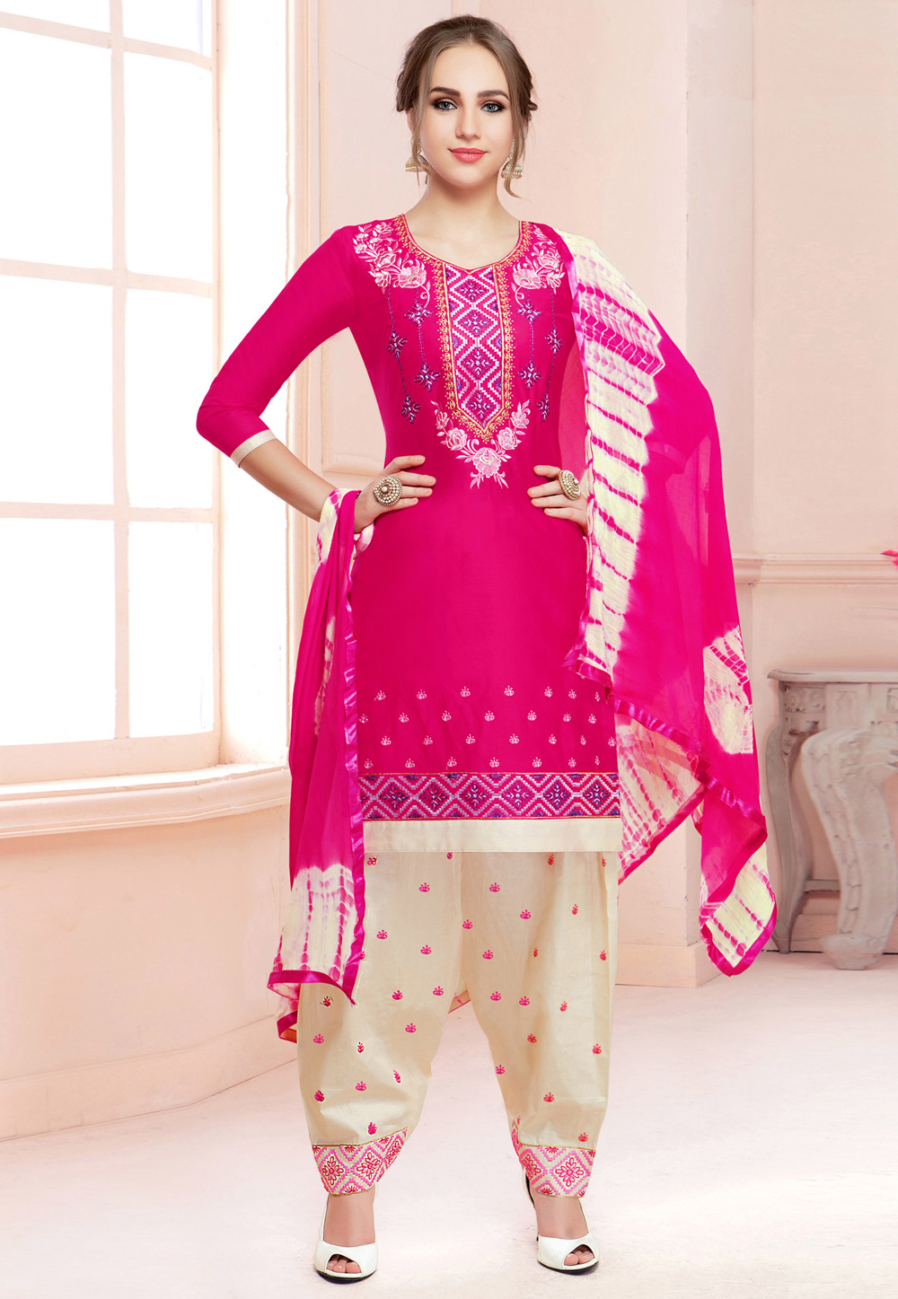 Magenta Cotton Punjabi Suit 166847