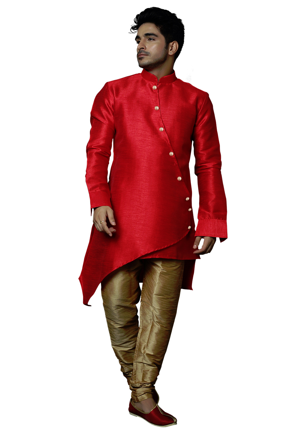Red Silk Readymade Indo Western Sherwani 167269
