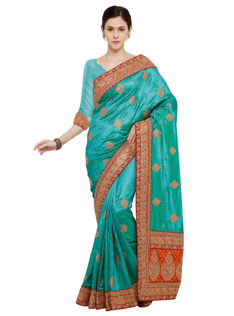 Green Art Silk Wedding Saree 80717