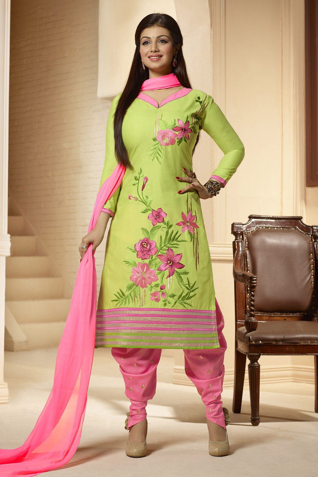 Ayesha Takia Green Cotton Punjabi Suit 60312