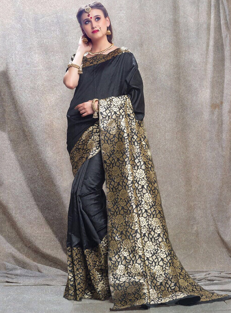 Black Silk Festival Wear Saree 102615