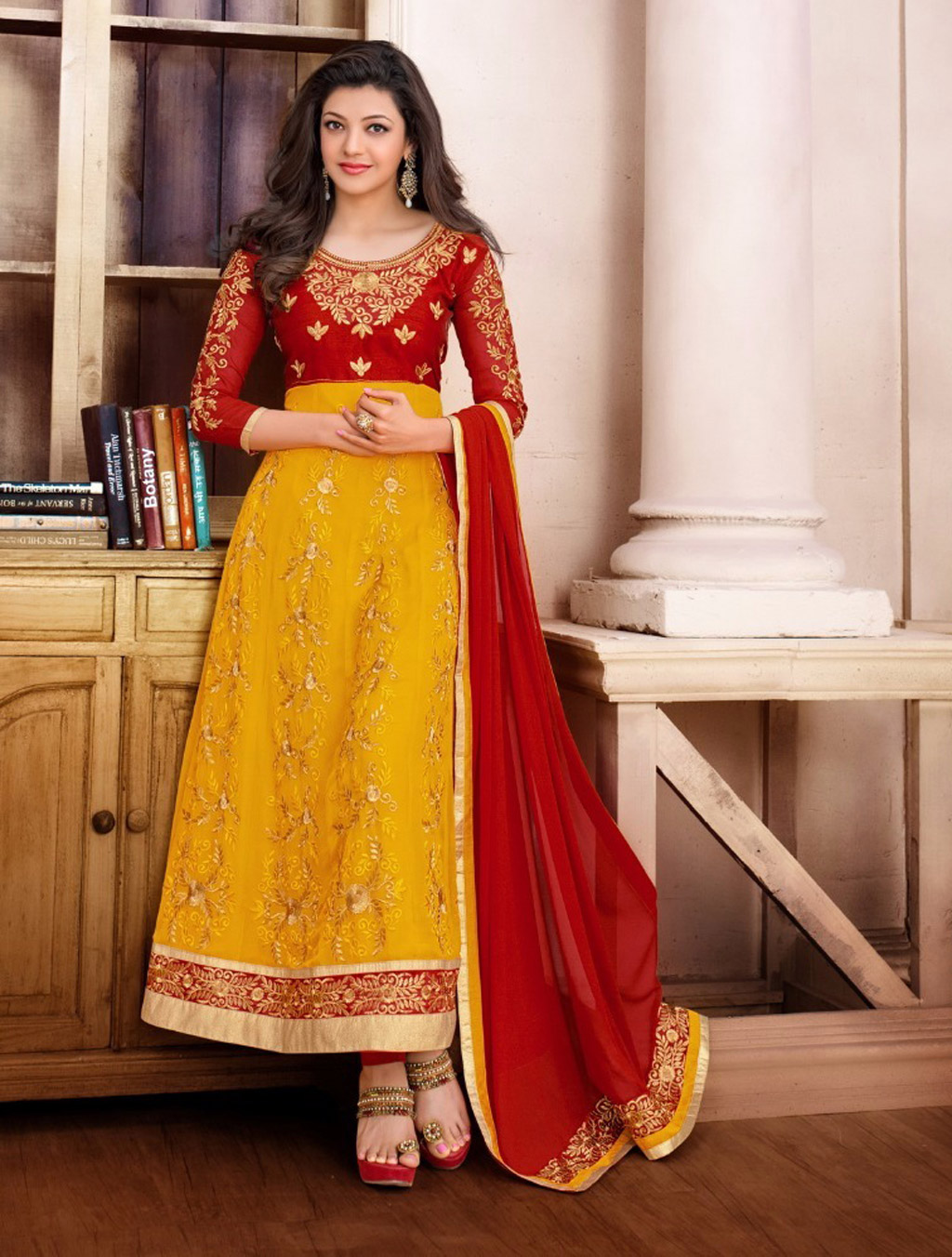 Kajal Aggarwal Yellow Georgette Ankle Length Anarkali Suit 60329
