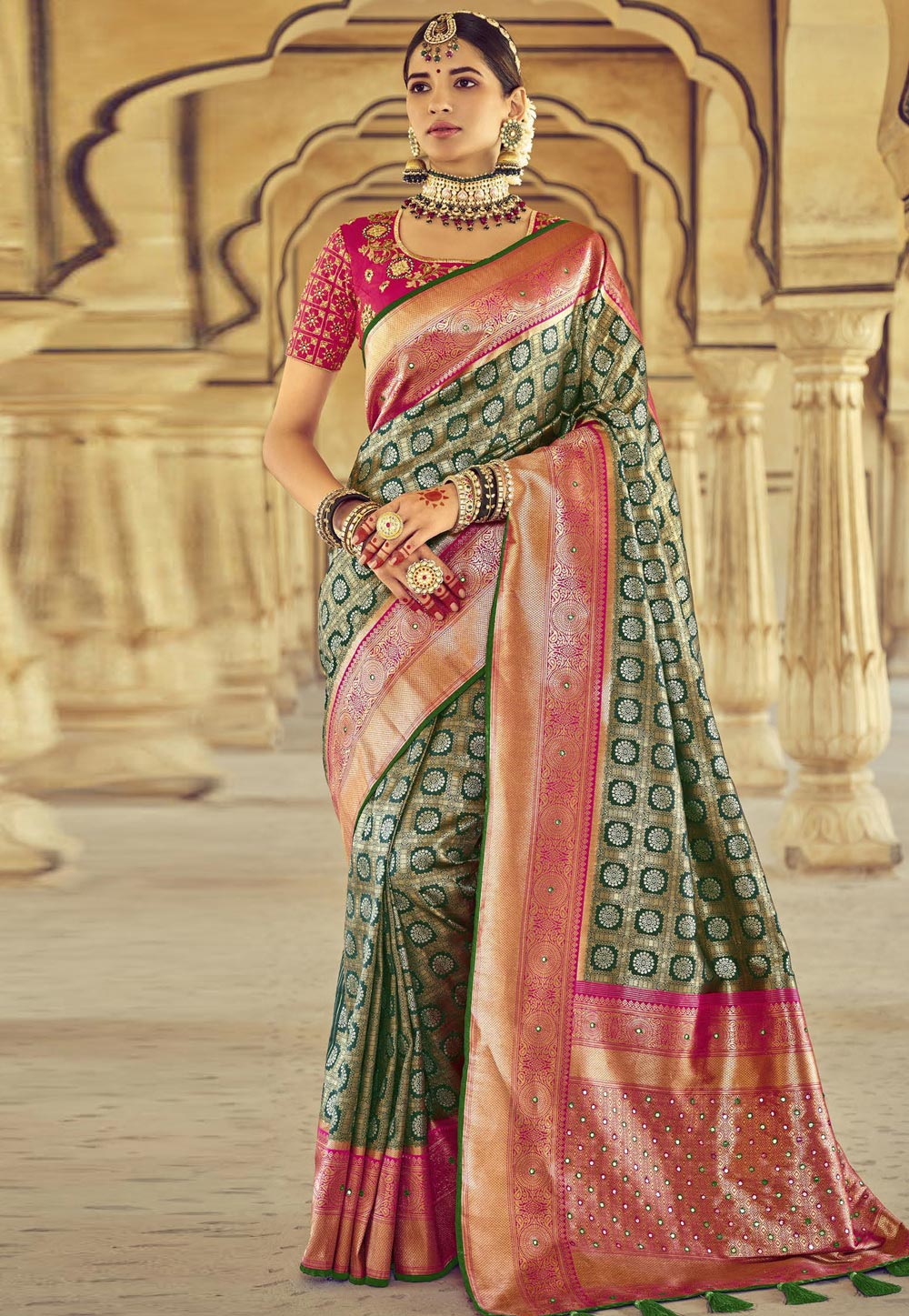Green Silk Festival Wear Saree 241065