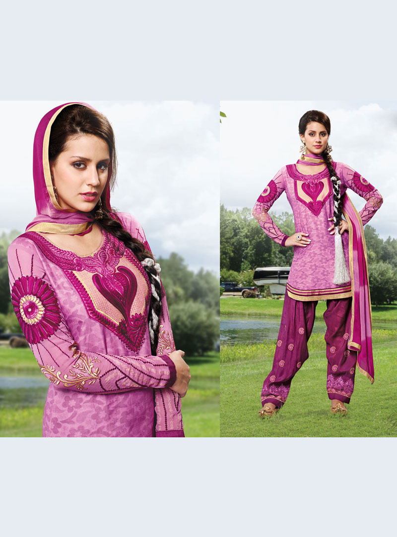 Pink Embroidered Patiala Salwar Suit 40332
