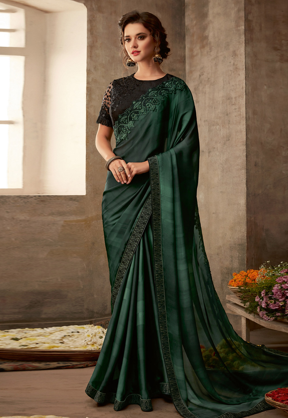 Green Silk Festival Wear Saree 193428