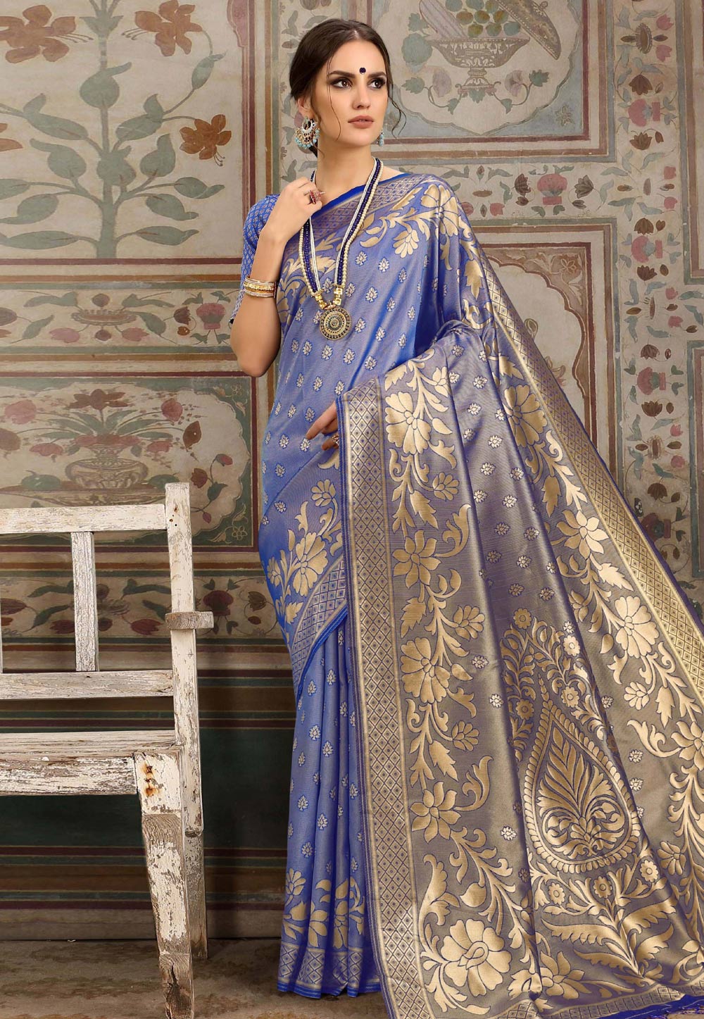Blue Kanjivaram Silk Saree With Blouse 168347