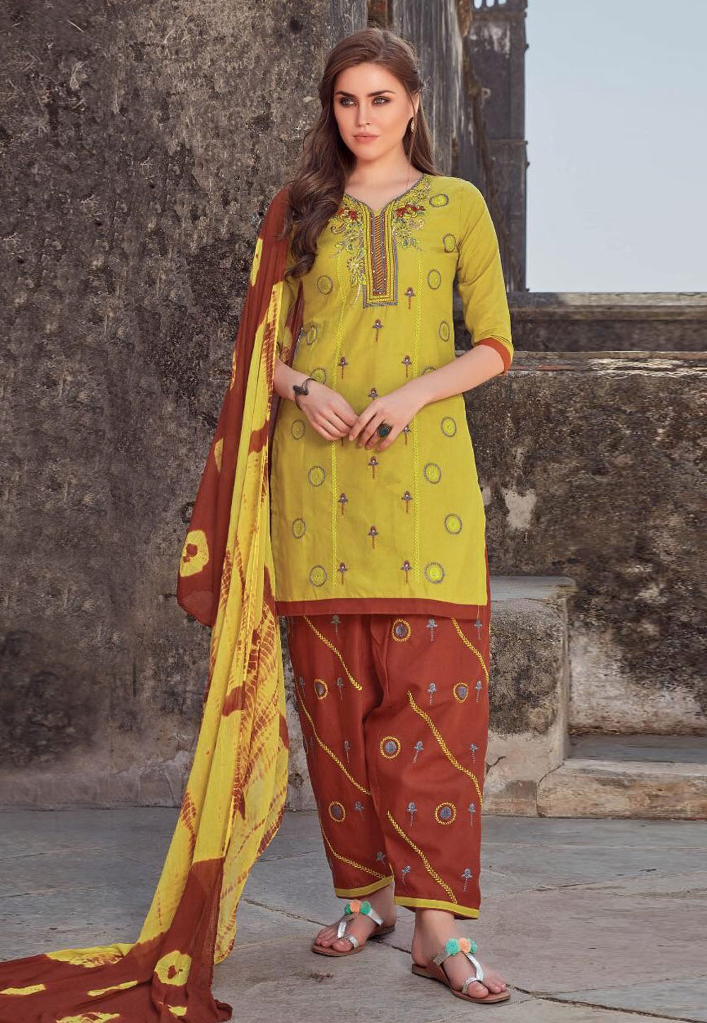 Yellow Cotton Punjabi Suit 181636
