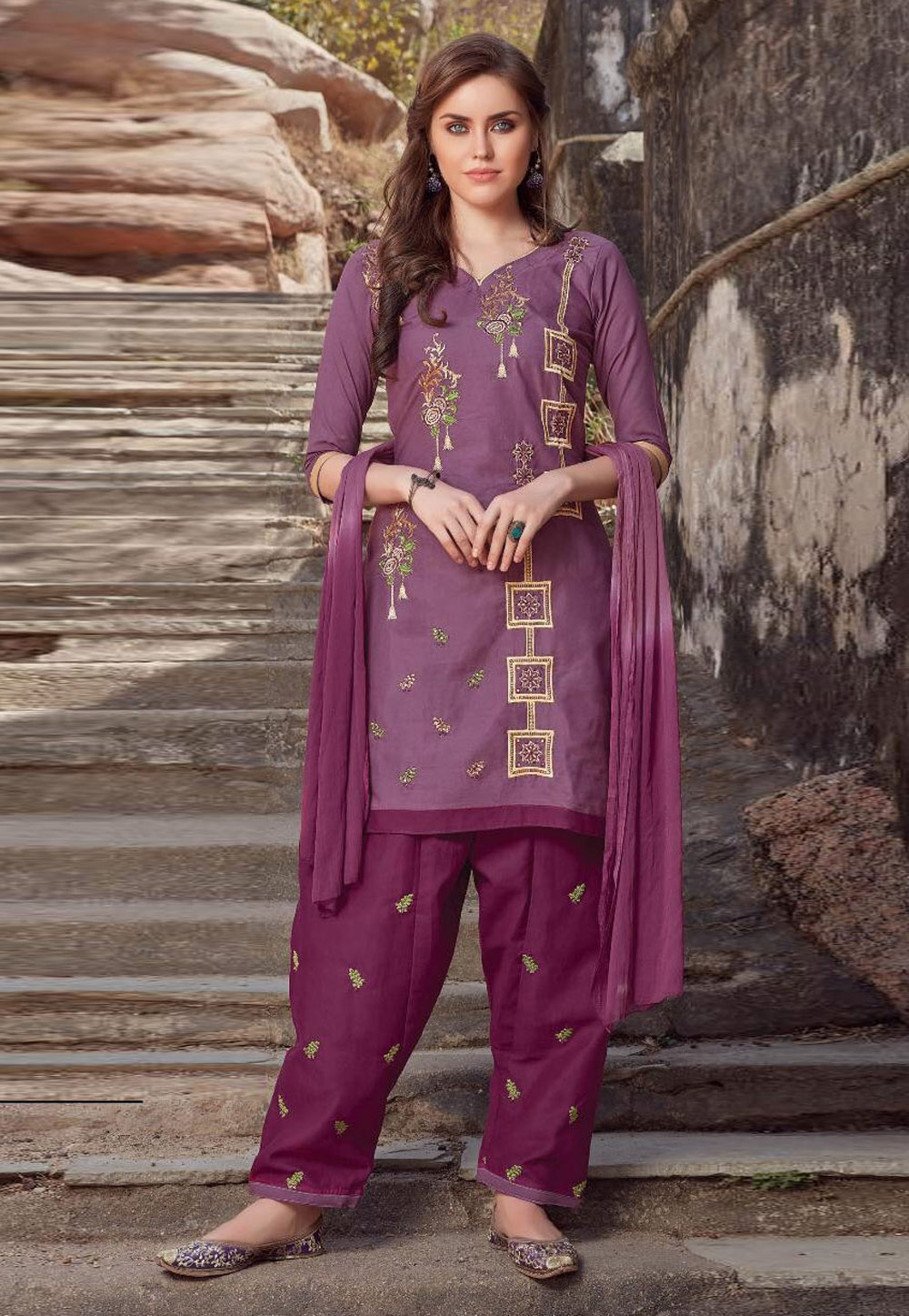 Light Purple Cotton Punjabi Suit 181642
