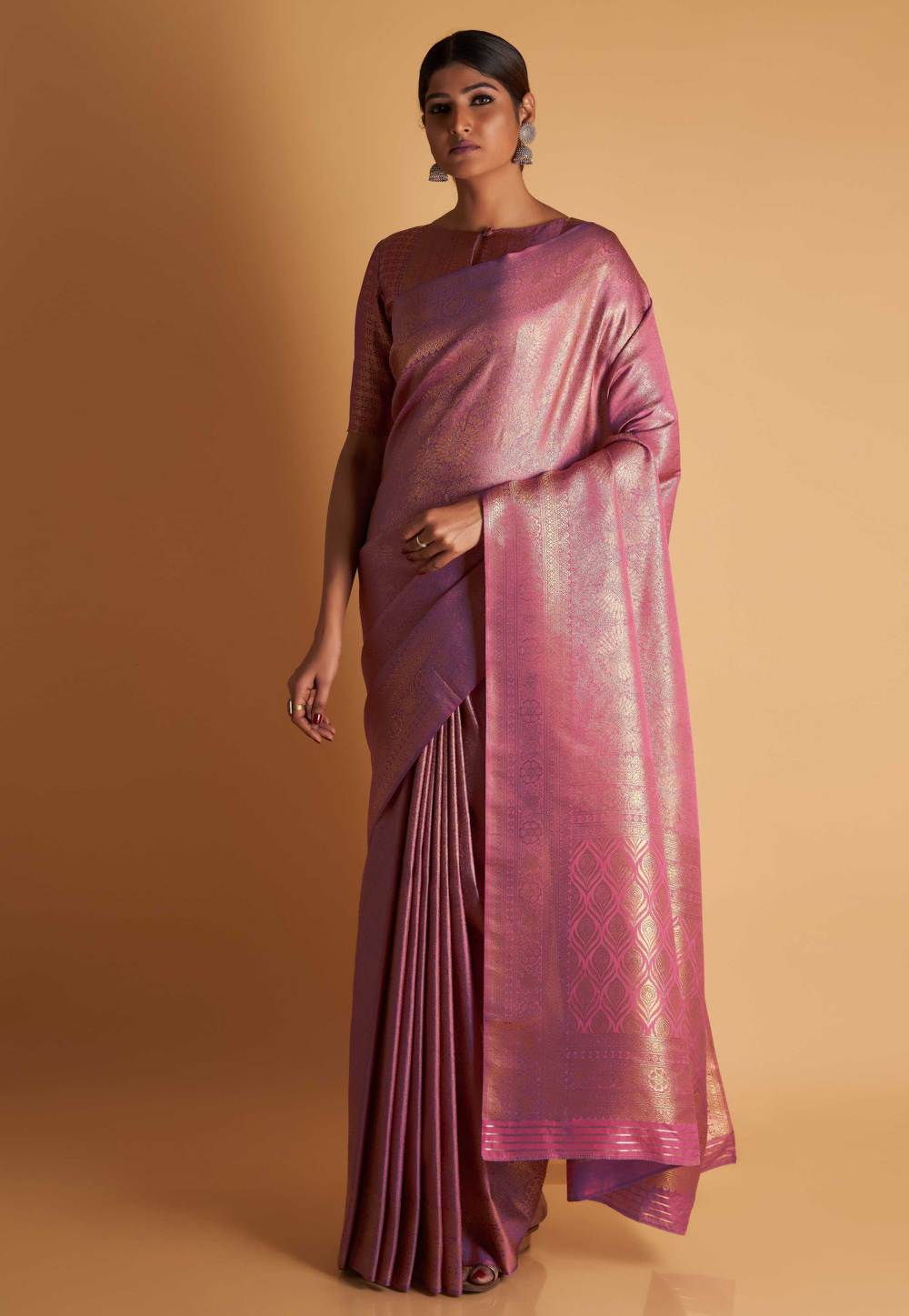 Pink Kanjivaram Silk Saree With Blouse 267978