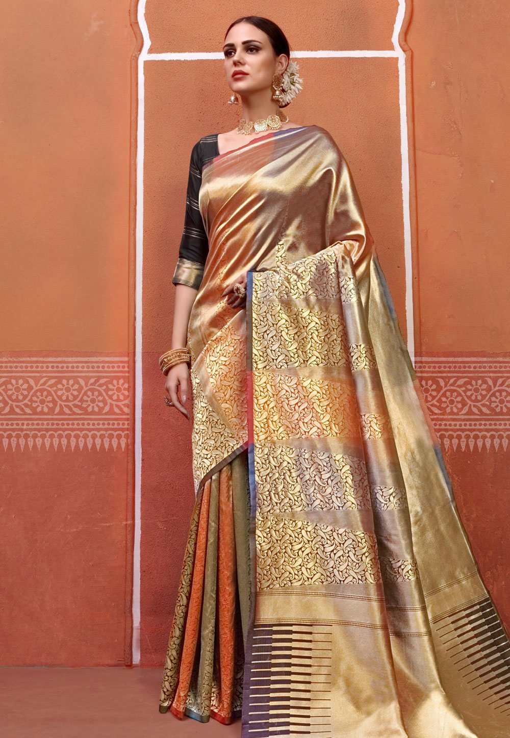 Golden Kanjivaram Silk Festival Wear Saree 168542
