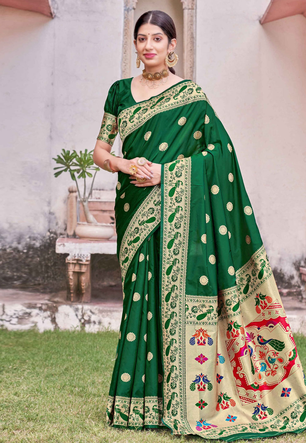 Green Banarasi Silk Paithani Saree 236588