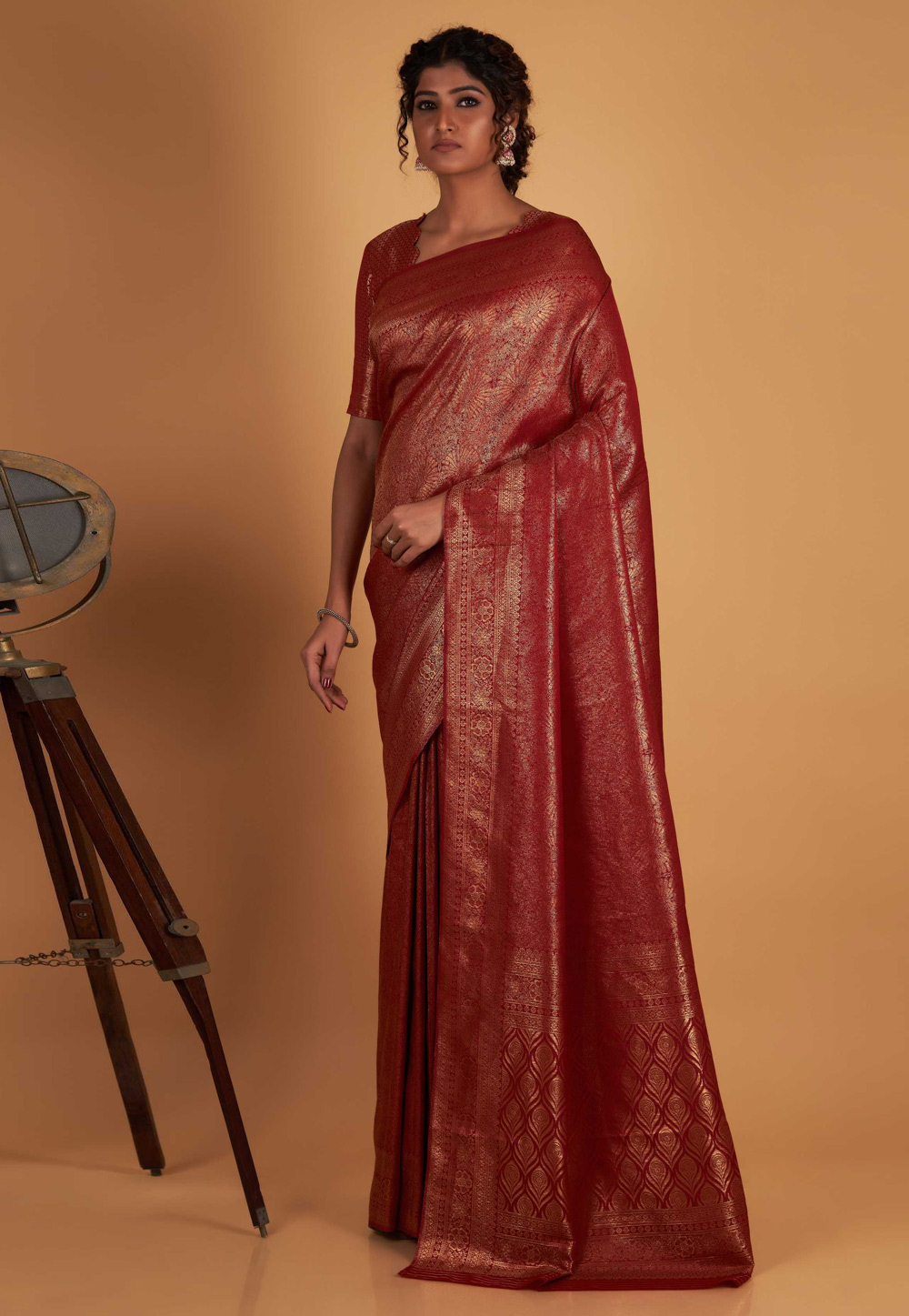 Maroon Kanjivaram Silk Saree With Blouse 267982