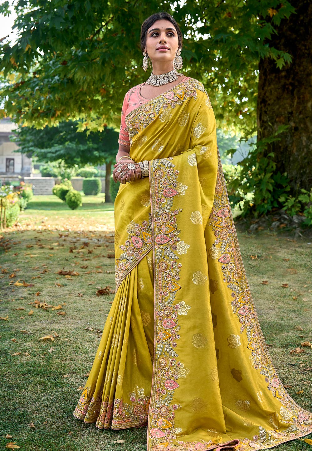 Light Green Silk Saree With Blouse 276446