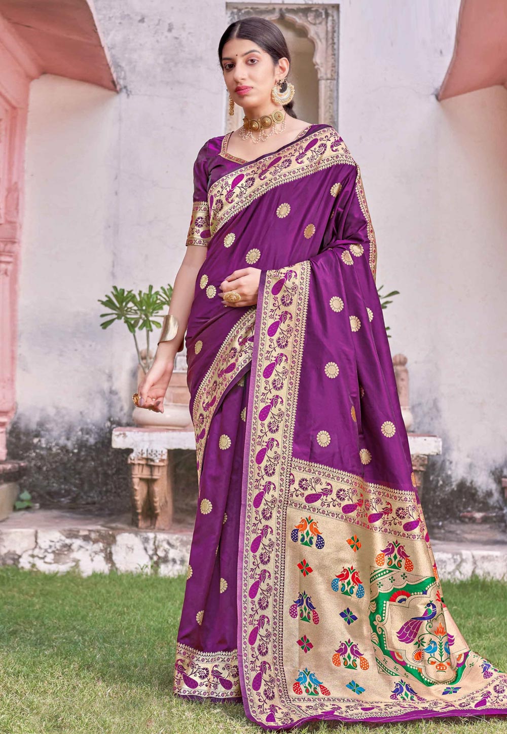 Purple Banarasi Silk Paithani Saree 236591