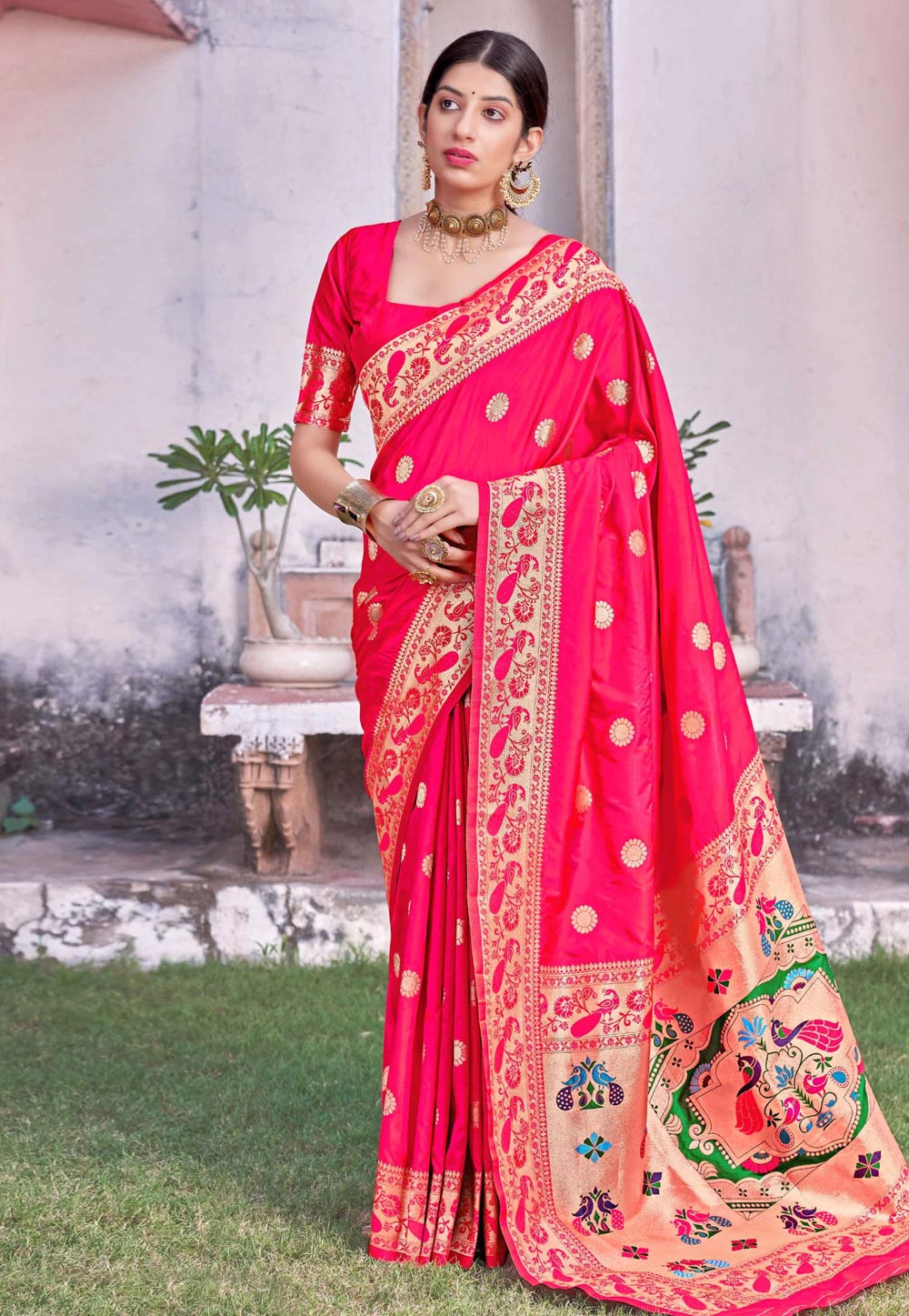 Pink Banarasi Silk Paithani Saree 236592