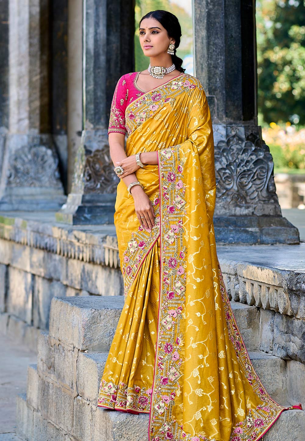 Yellow Silk Saree With Blouse 276448