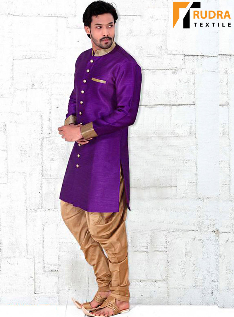 Purple Banglori Silk Readymade Indo Western Suit 72029