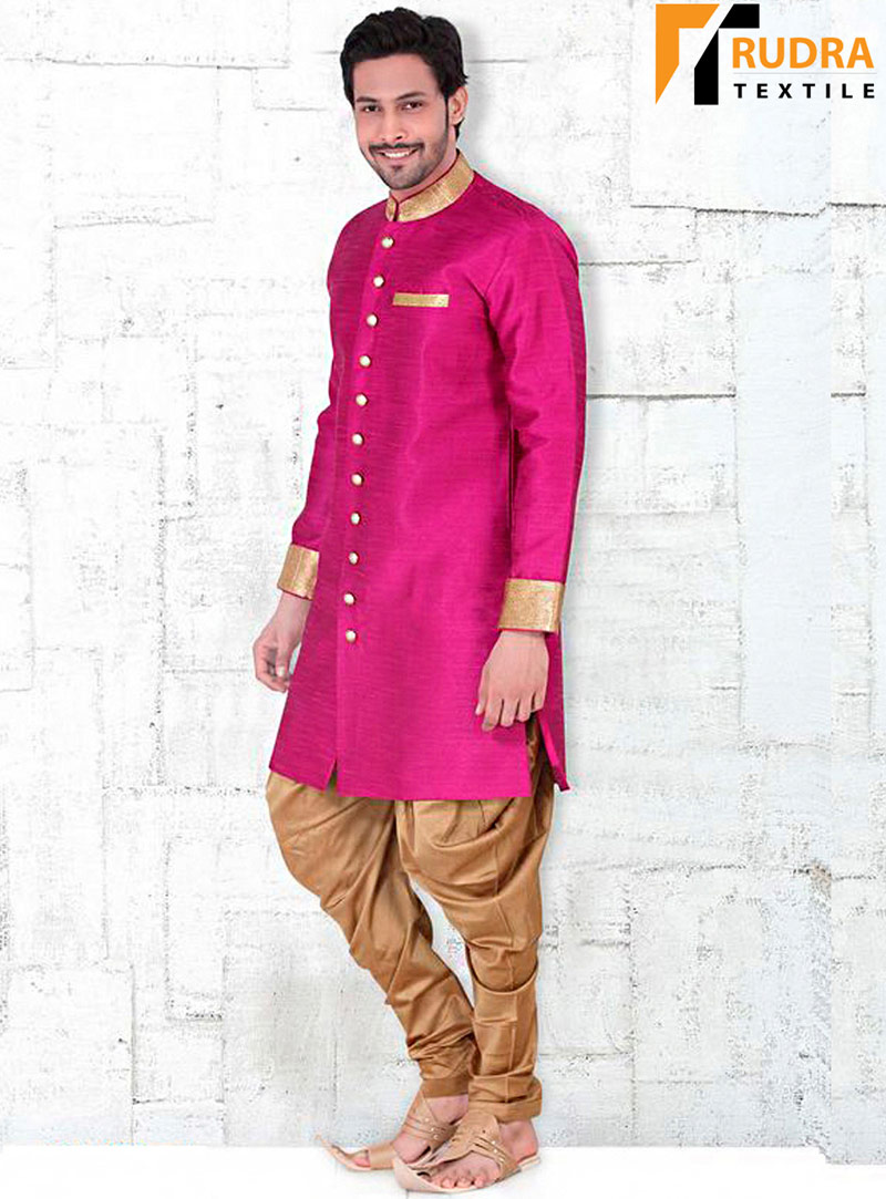 Magenta Banglori Silk Readymade Indo Western Suit 72031