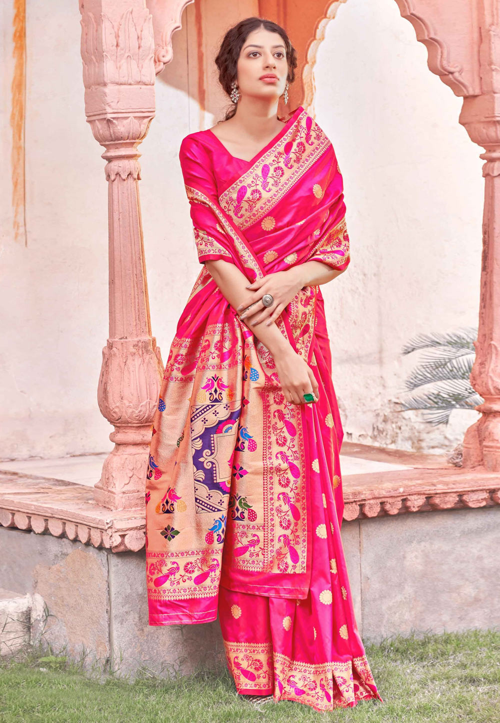 Pink Banarasi Silk Paithani Saree 236595