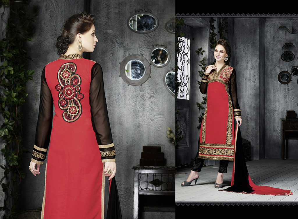 Red Brasso Pakistani Style Suit 54361