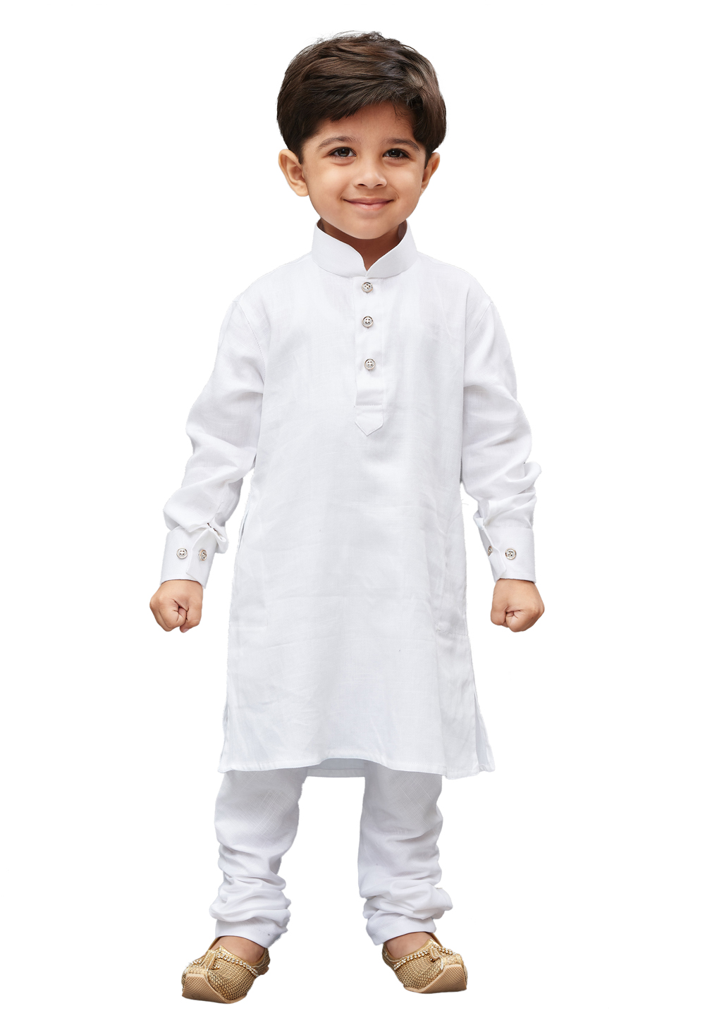 White Cotton Kids Readymade Kurta Pajama 169933