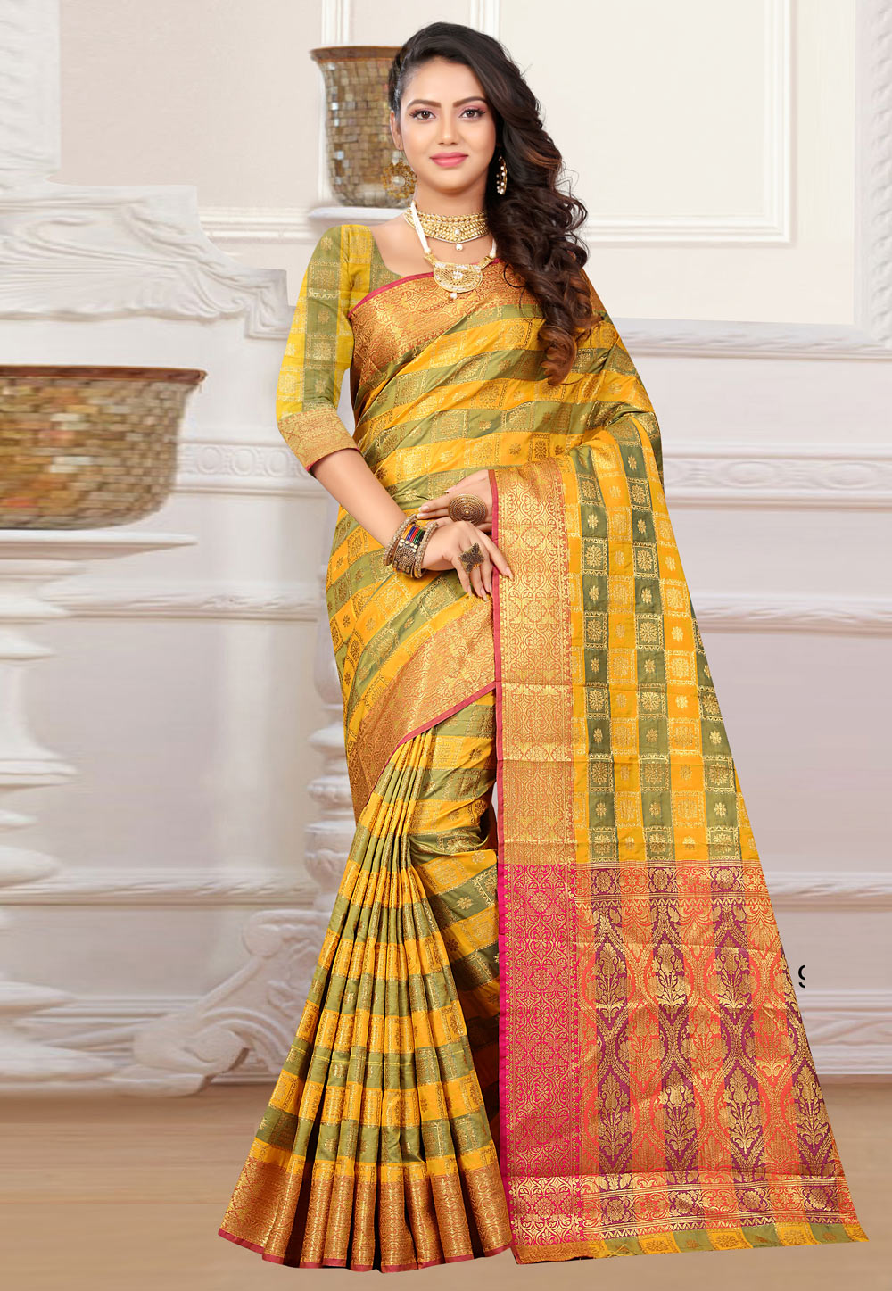 Yellow Patola Silk Saree With Blouse 183254
