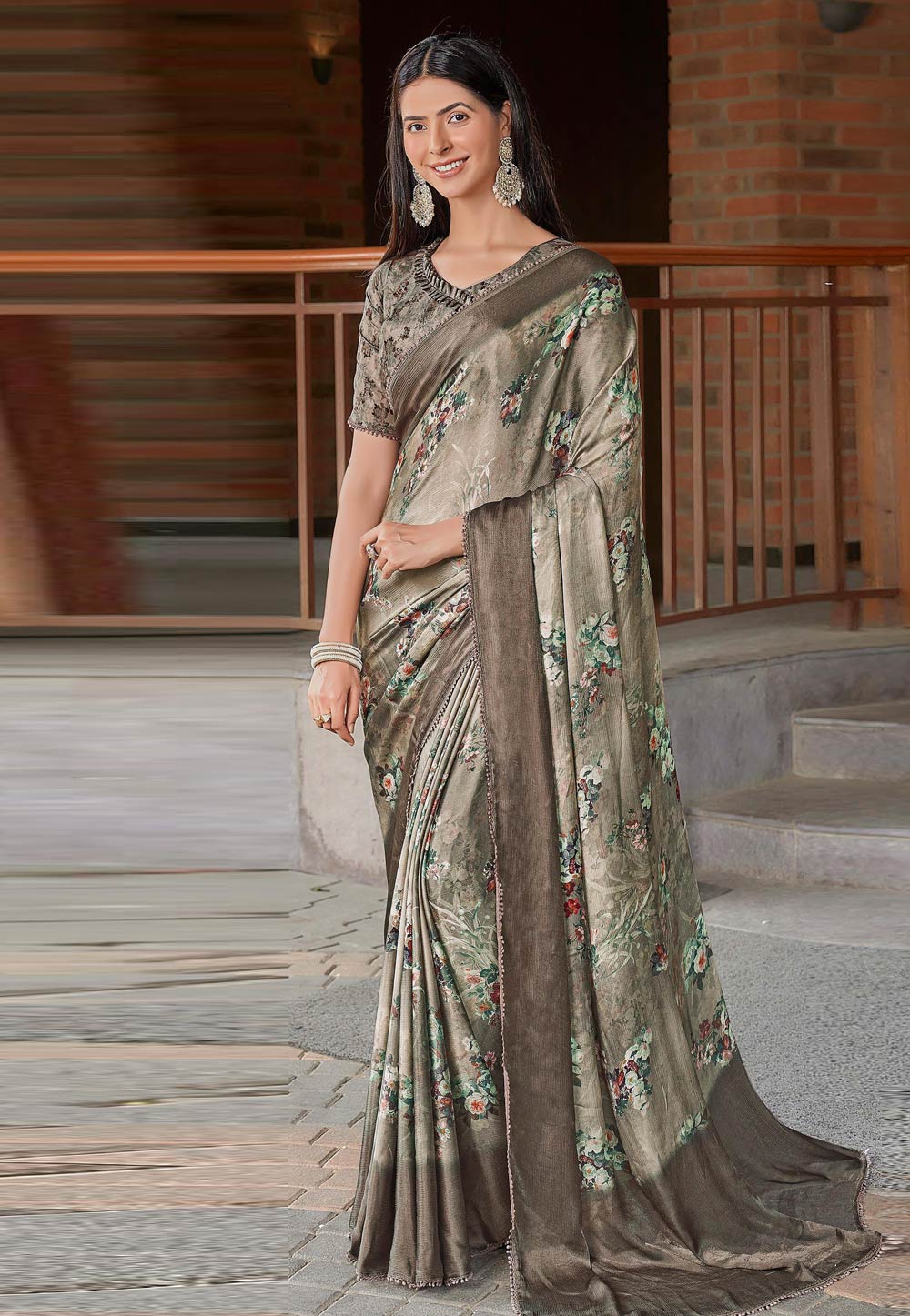 Brown Silk Saree With Blouse 274471
