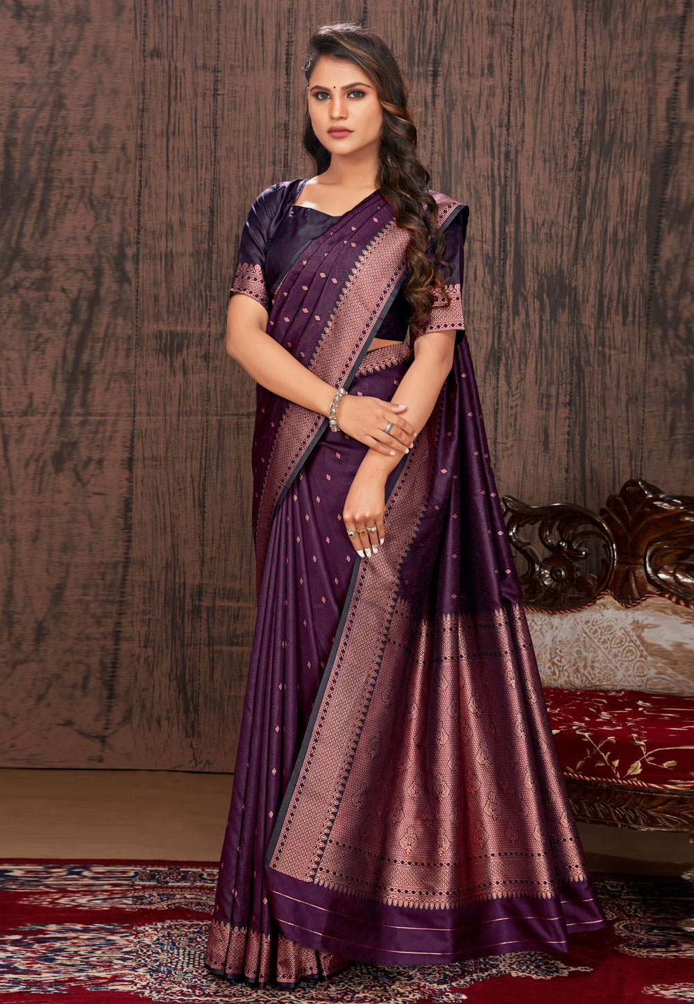 Felicitous Purple Soft Silk Saree With Imaginative Blouse Piece –  LajreeDesigner