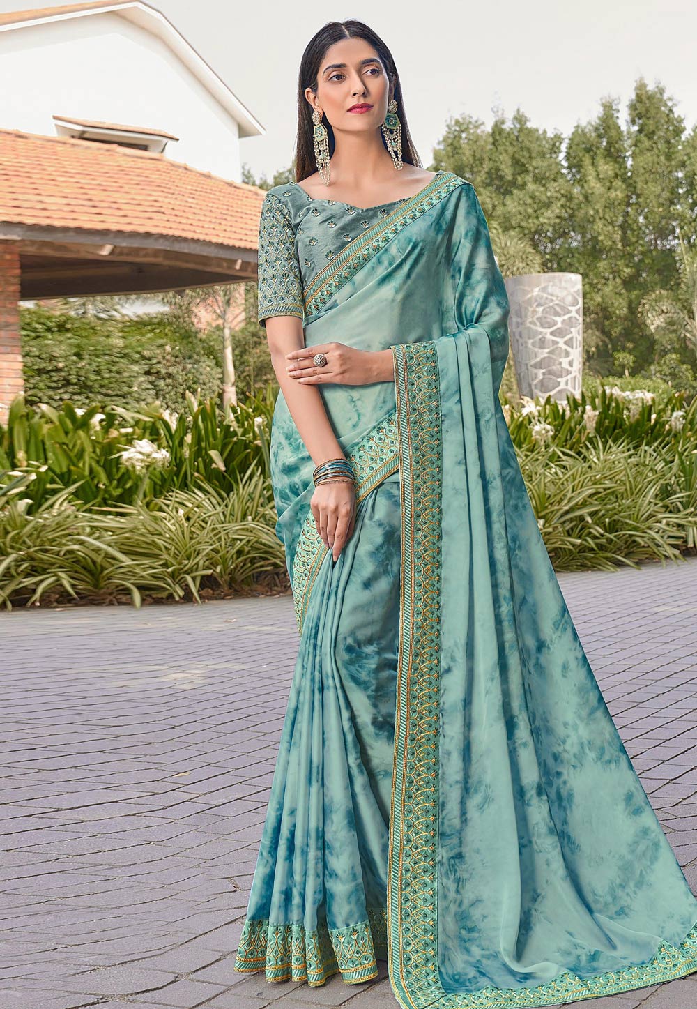 Buy Festival Wear Sky Blue Kanchipuram Silk Saree Online From Surat  Wholesale Shop.