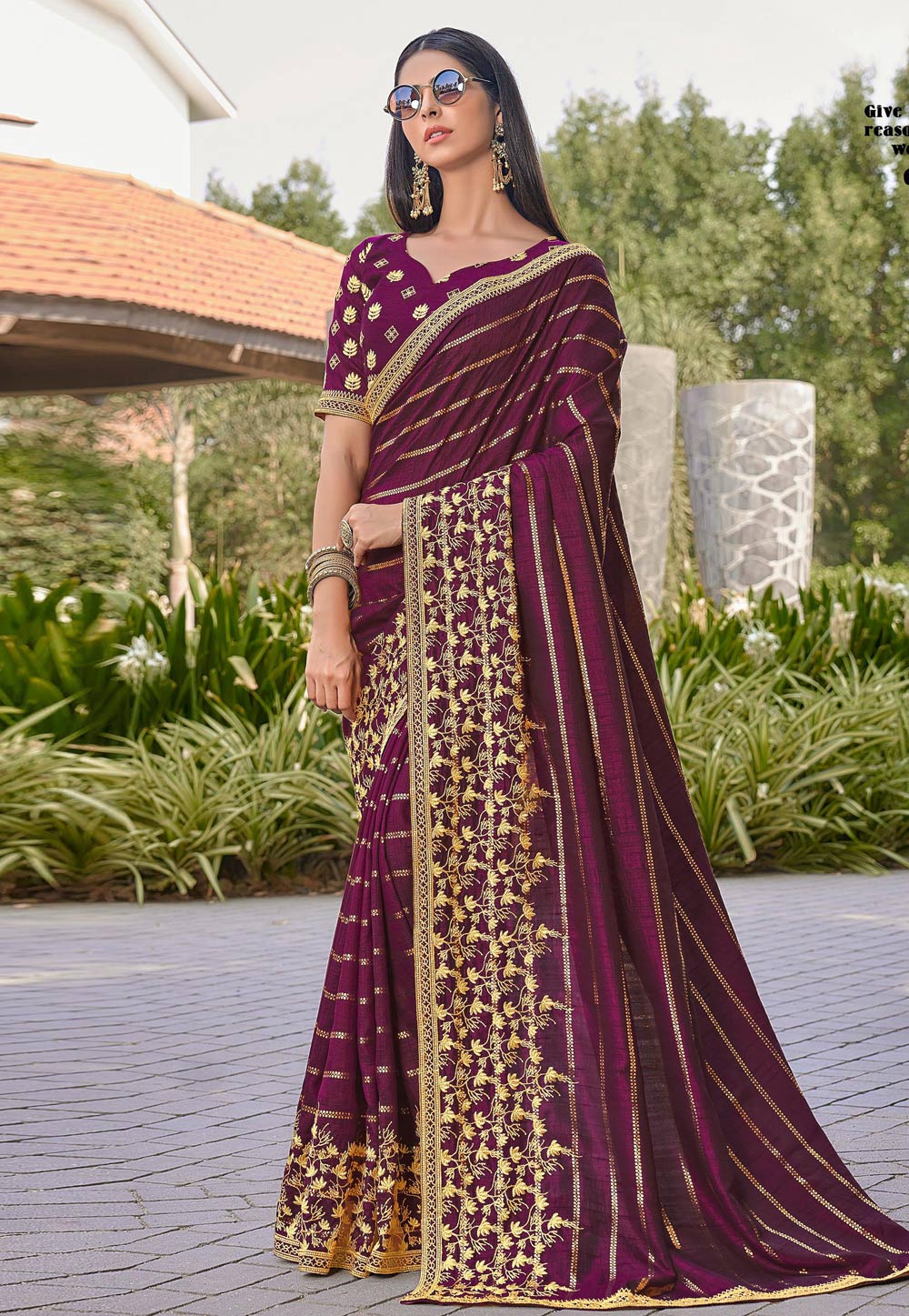 Wine Banarasi Silk Jacquard Woven Saree with Blouse » BRITHIKA Luxury  Fashion