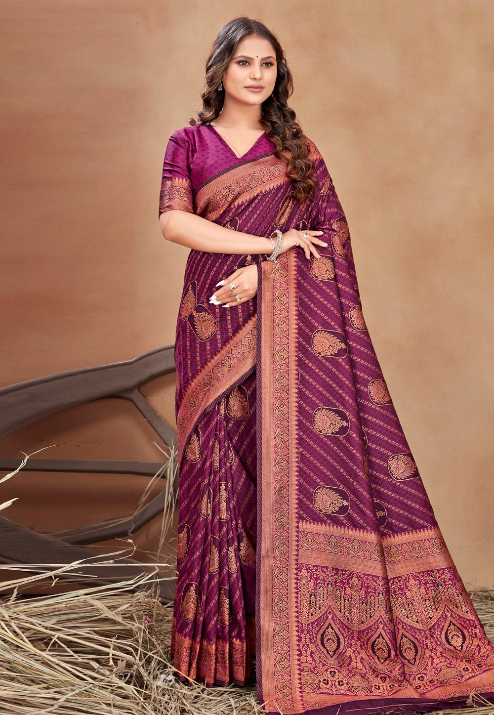 Purple Satin Silk Saree With Blouse 263271