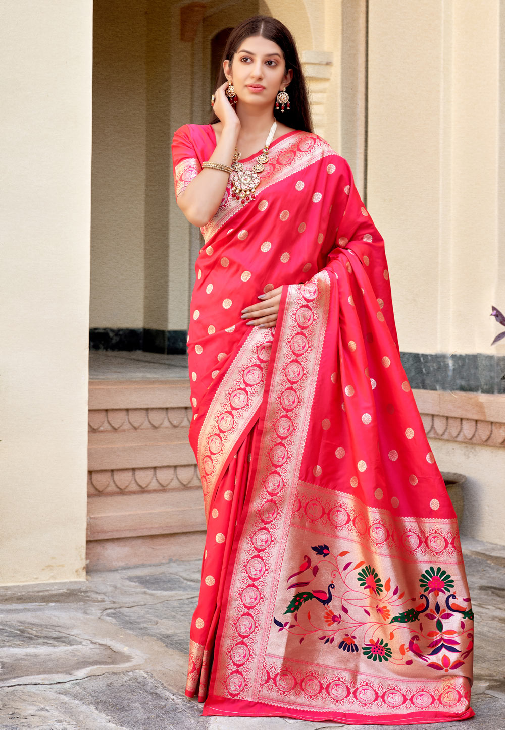 Pink Banarasi Silk Paithani Saree 236899