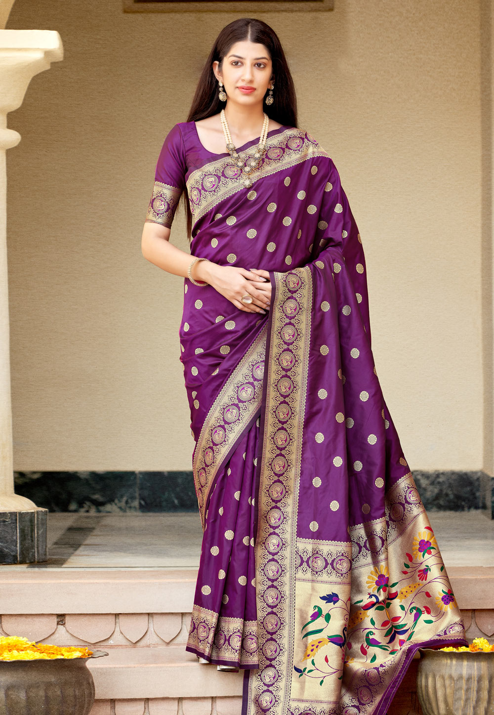 Purple Banarasi Silk Paithani Saree 236900