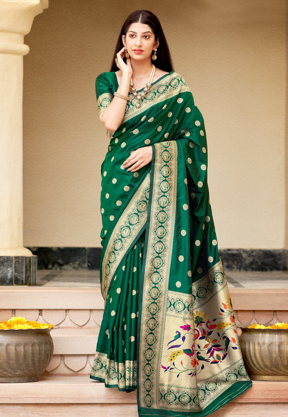 Green Banarasi Silk Paithani Saree 236903