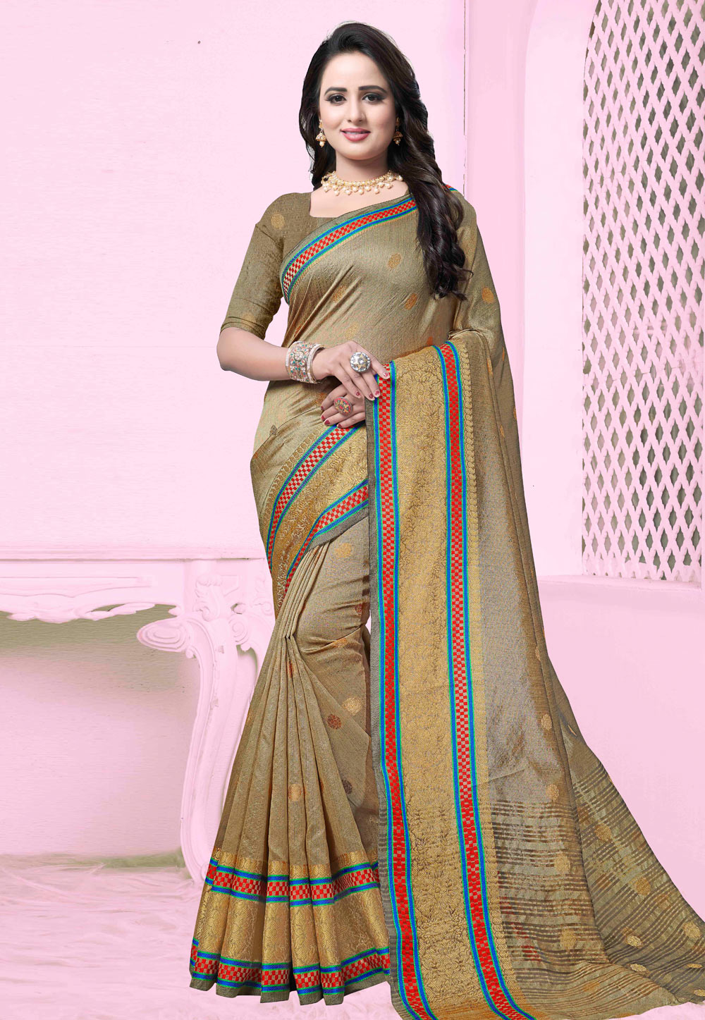 Beige Banarasi Silk Saree With Blouse 170286