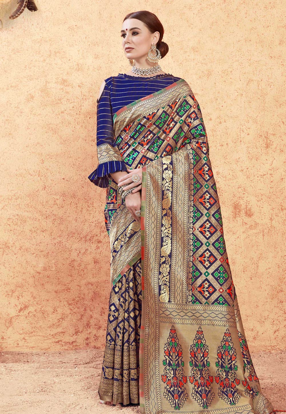 Blue Banarasi Silk Saree With Blouse 171810