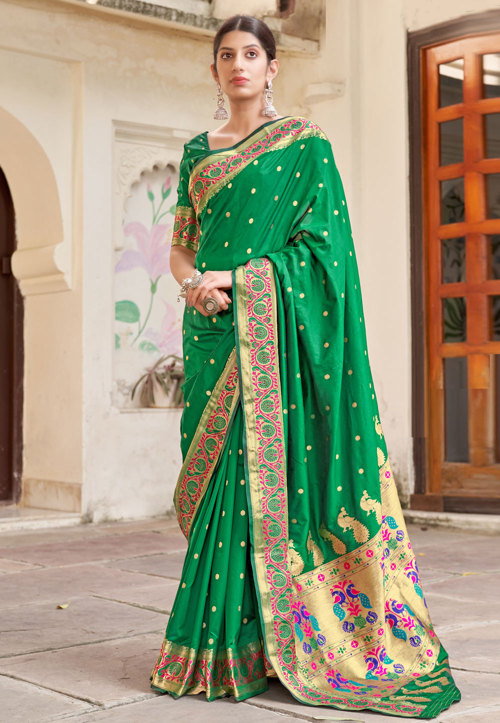 Green Silk Paithani Saree With Blouse 236272