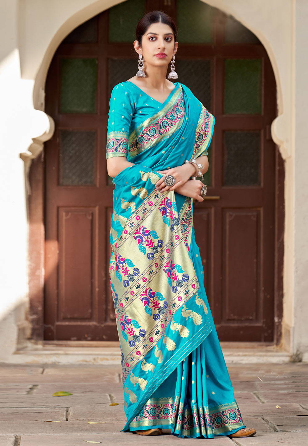 Blue Silk Paithani Saree With Blouse 236274