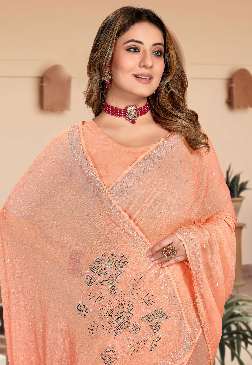 Peach store chiffon blouses