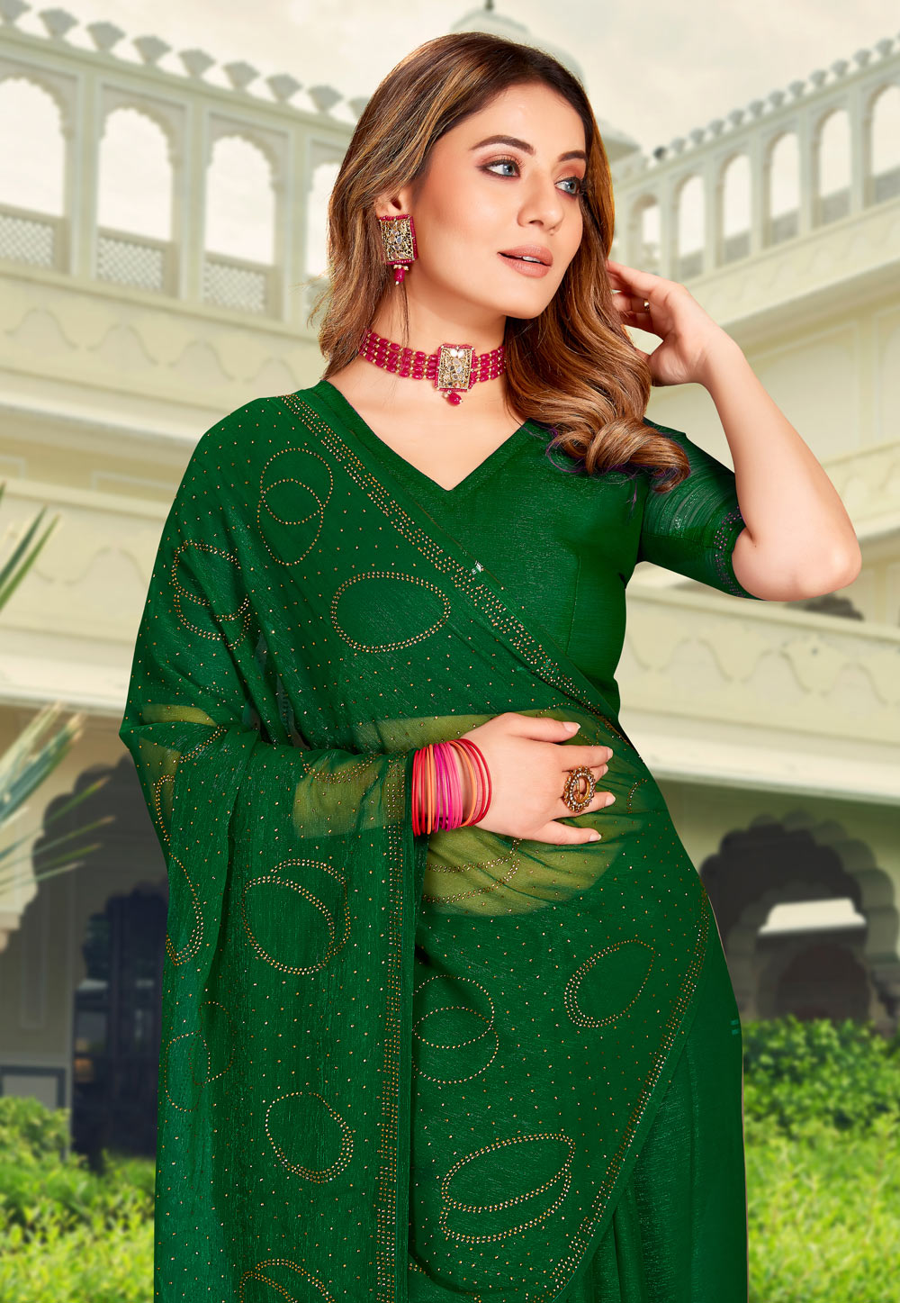 Green Simple Printed Silk Floral Saree – Boutique Nepal Australia