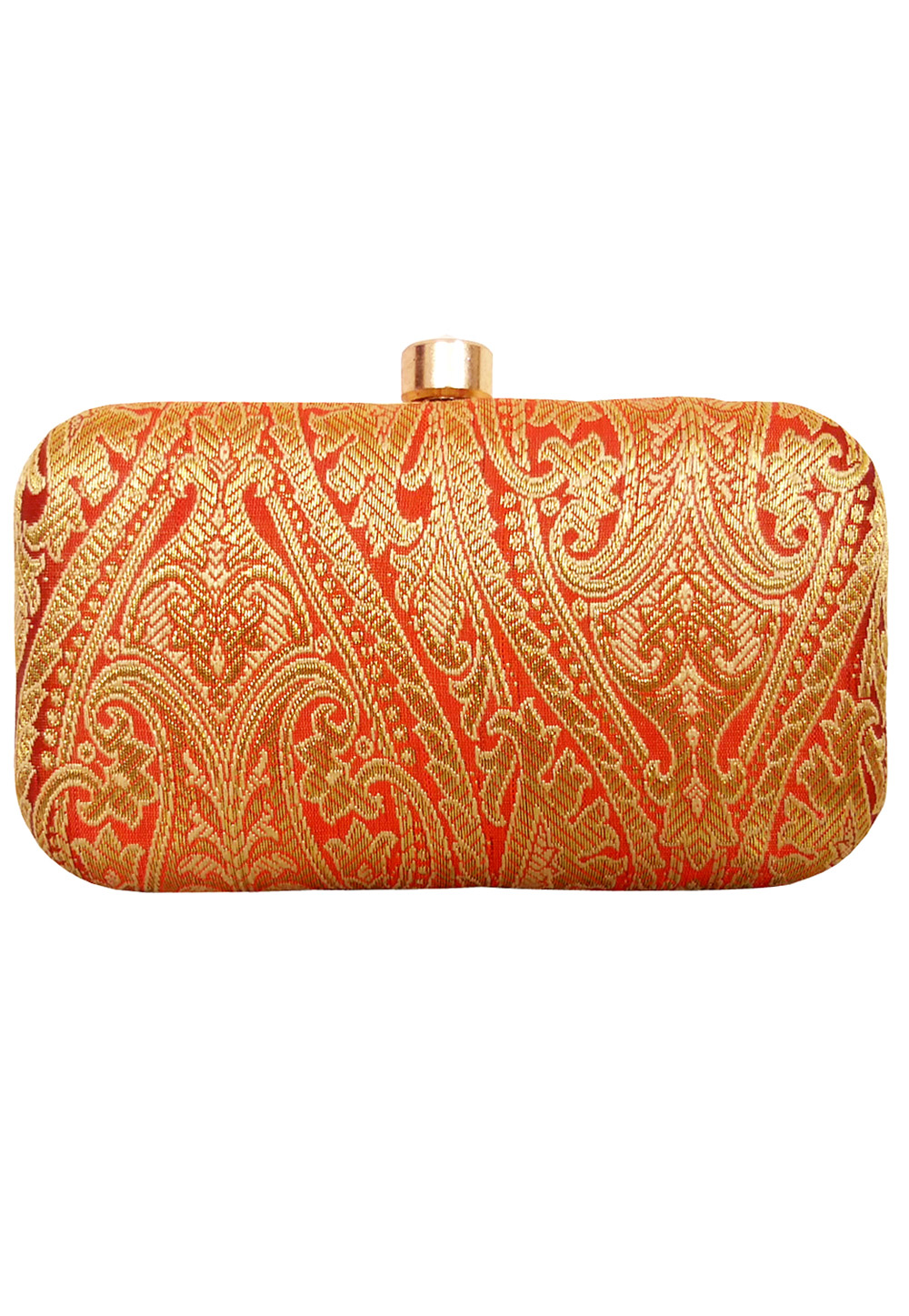 Orange Synthetic Printed Clutch 172610
