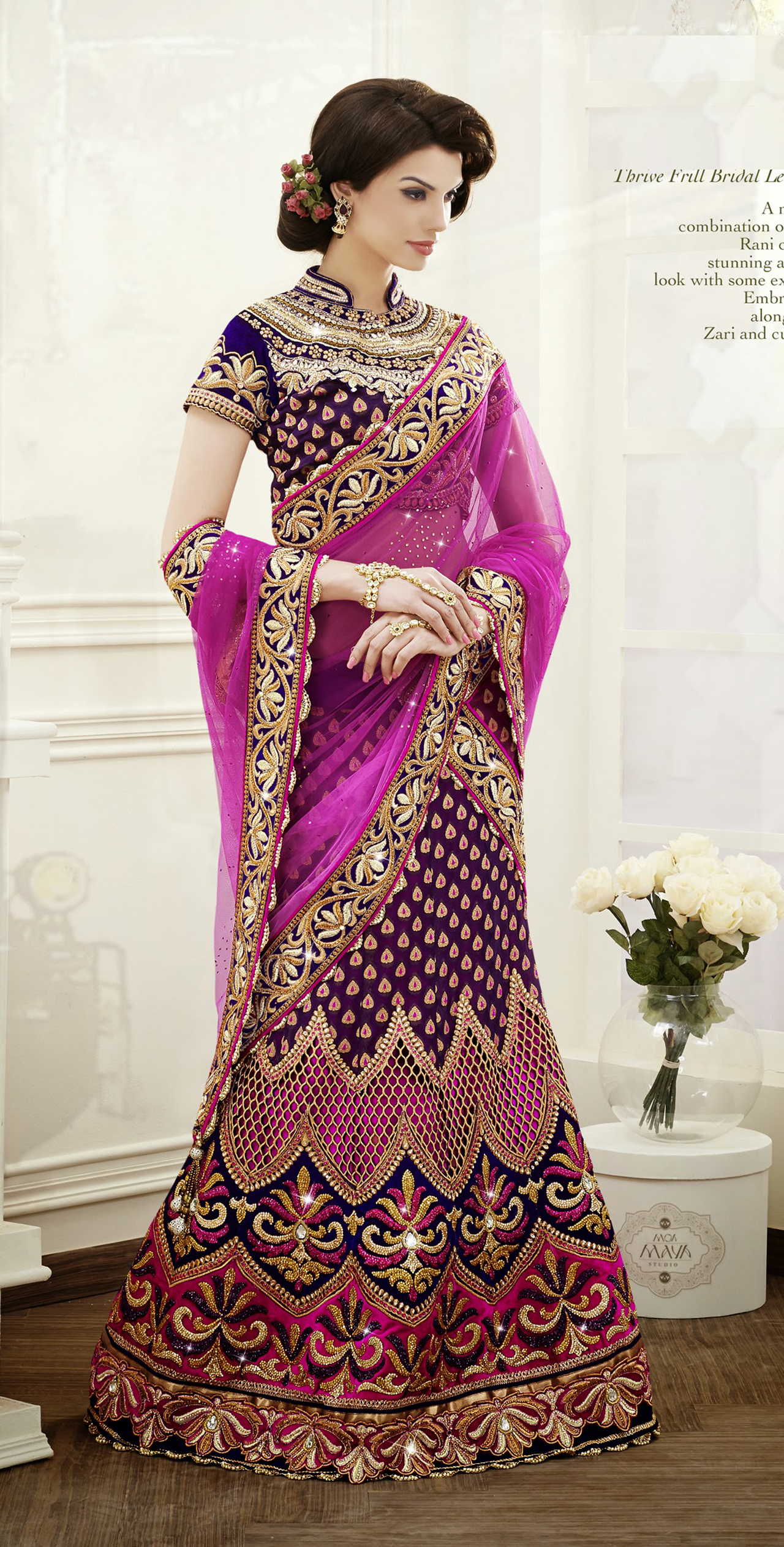 Purple Jacquard Embroidered Wedding Lehenga Choli 34872