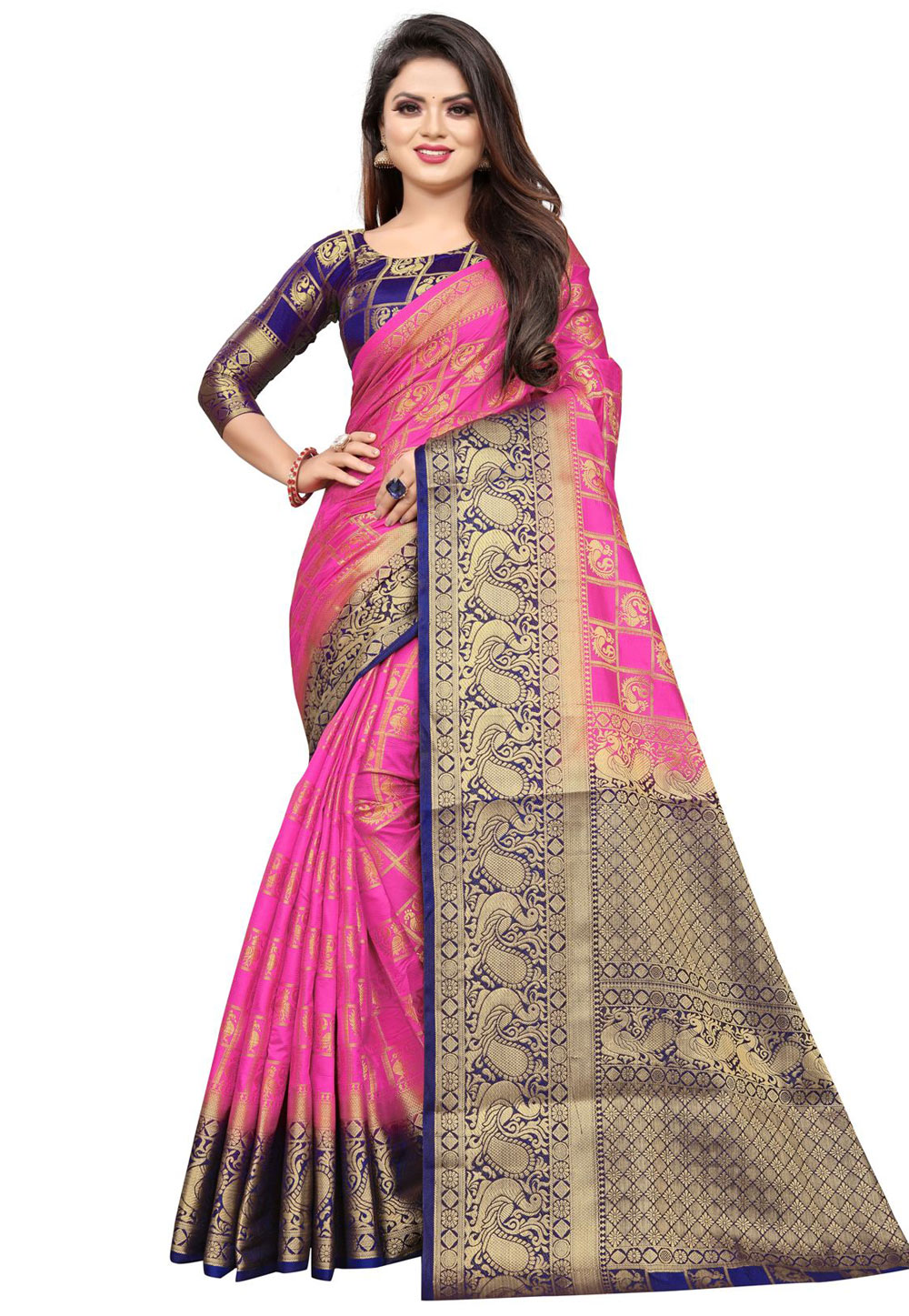 Pink Silk Saree With Blouse 214536