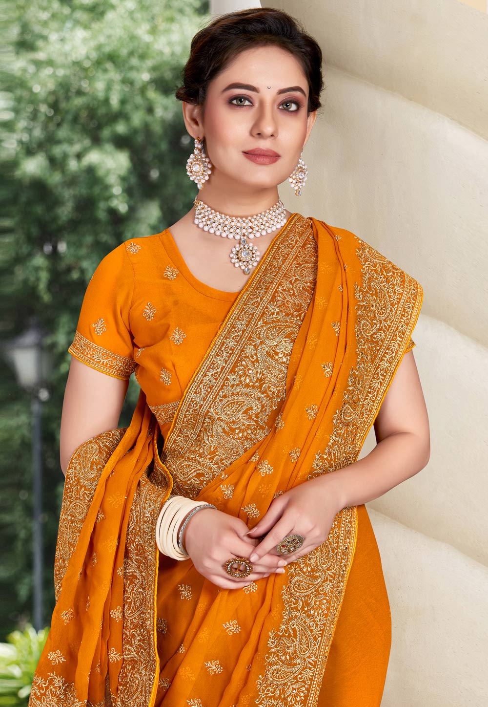 Nayantara Orange Saree | Handwoven Kanchi Silk Cotton Saree for Women