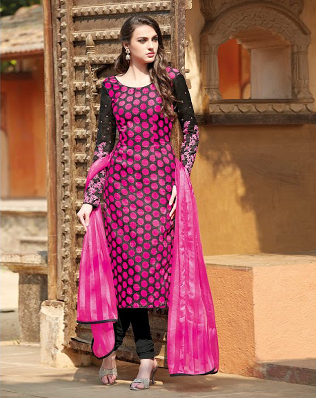 Pink Bhagalpuri Churidar Suit 67258